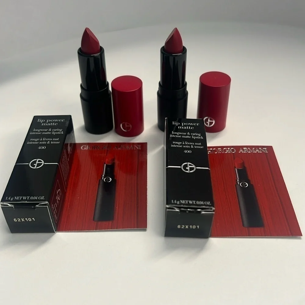Giorgio Armani Set of 2 Lip Power Matte  400 Long Wear Matte Lipstick Mini - New